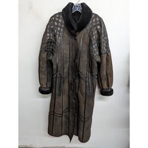 Vintage Toppolino Fine Leatherwear Womens Suede Shearling Coat Checkered Size M